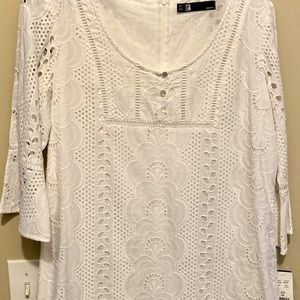 White Eyelet Cotton Dress  Size 16 NWT